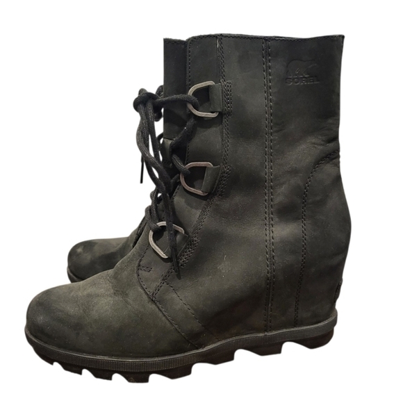 Sorel Shoes - Sorel Women's Joan Of Arctic Wedge Mid Boot Black Leather Size 9